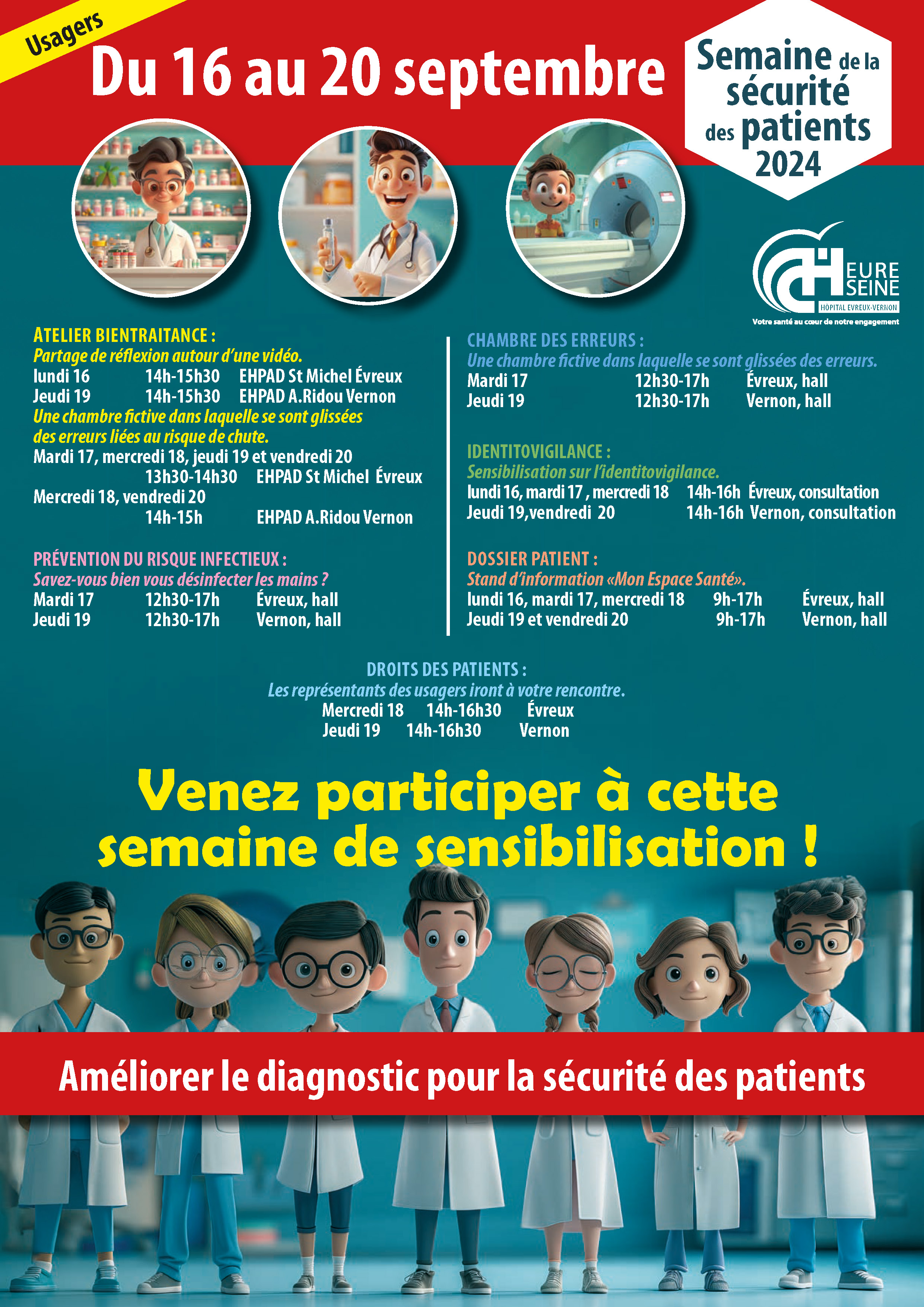 Le CH Eure-Seine participe à la Semaine sécurité patients.