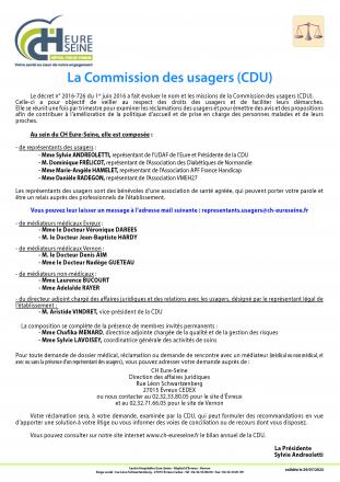 **Consulter la composition de la CDU - 2022